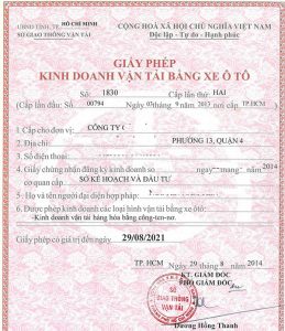 Giấy phép kinh doanh vận tải bằng xe ô tô là gì